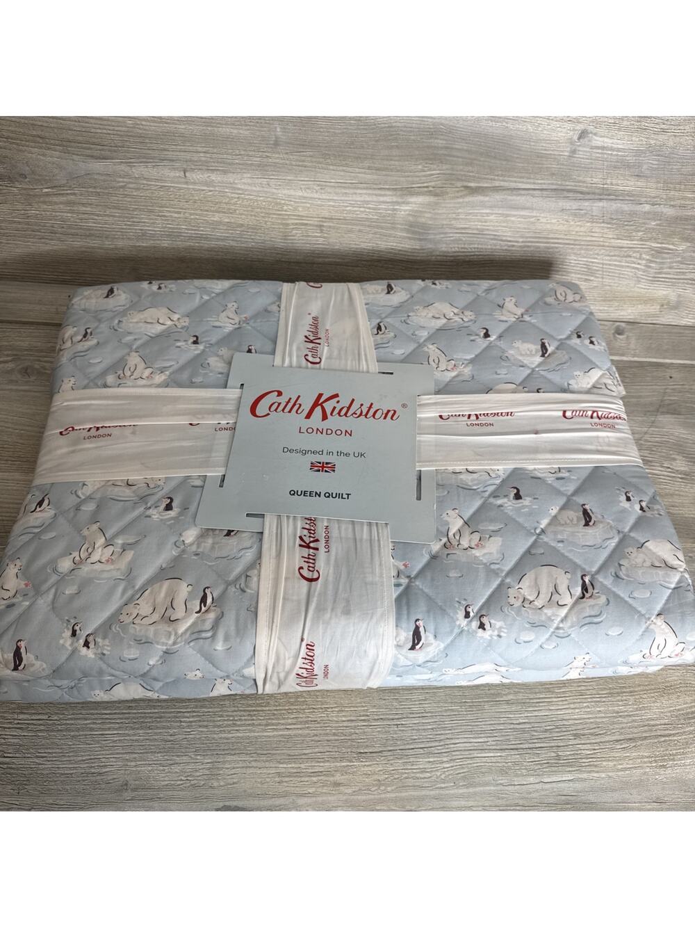 Cath Kidston London Queen Quilt Polar Ice Blue NEW
